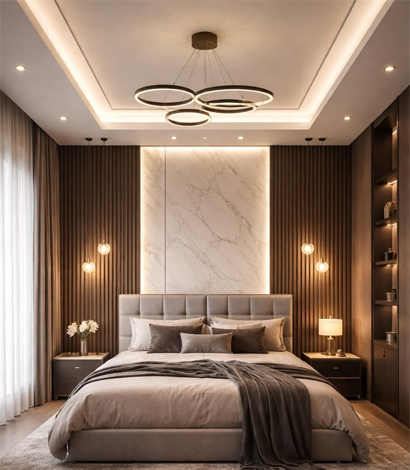 Warm modern bedroom