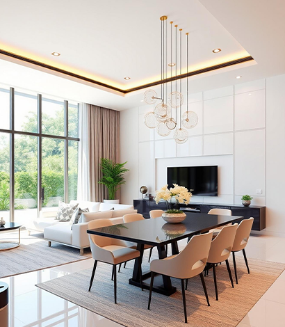Elegant living and dining room interior